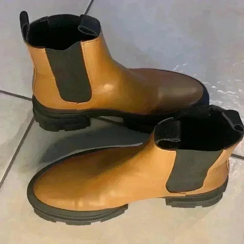 Zara Tan Black rubberized bottom boots size 39 - Picture 7 of 7